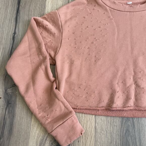 ALO Yoga Fierce Distressed Crewneck Cropped Pullover Sweatshirt Size XS Small * - Picture 5 of 10